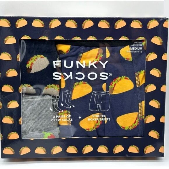 NEW MEN FUNKY 2 PAIRS CREW SOCKS + STRETCH BOXER BRIEFS SIZE XL - Picture 6 of 6